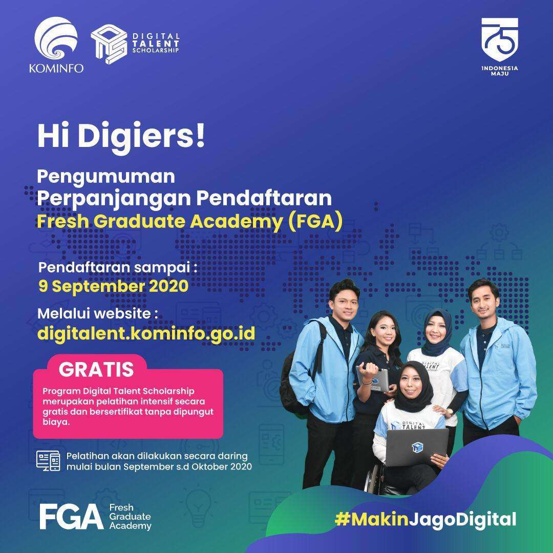 Pendaftaran Digital Talent 2020 Fresh Graduate Academy (FGA) Masih Dibuka