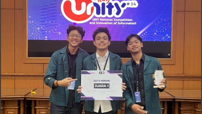 Unggul di Kancah Nasional, Tiga Mahasiswa Sabet Juara 1 Data Mining Competition UNITY #14