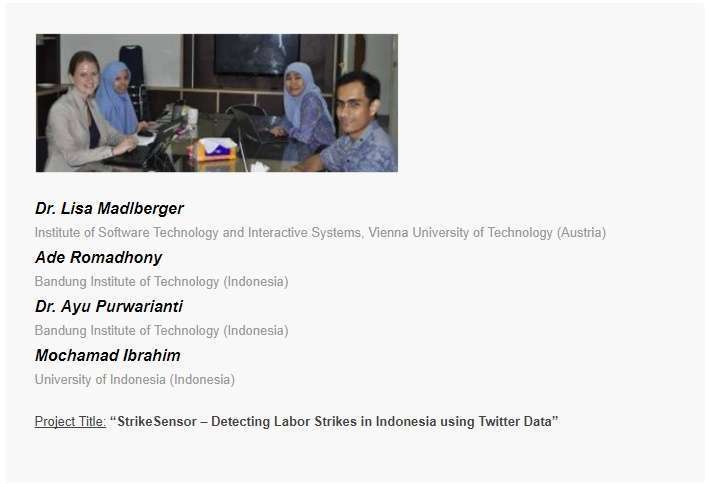 Penelitian Kerjasama Dr. Ayu Purwarianti meraih Project Excellence dalam Bernd Rode Award 2017
